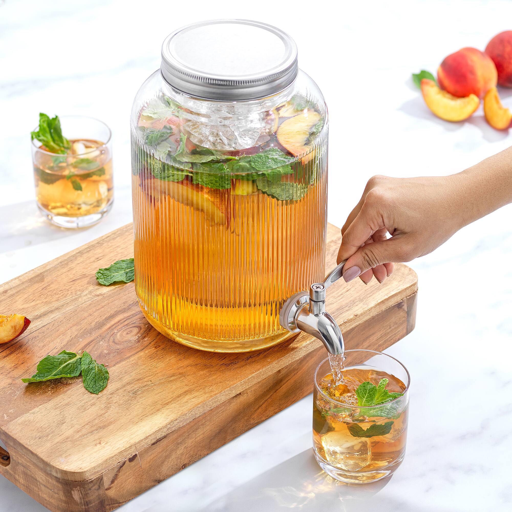 JoyJolt® 1 gal. Glass Fluted Drink Dispenser